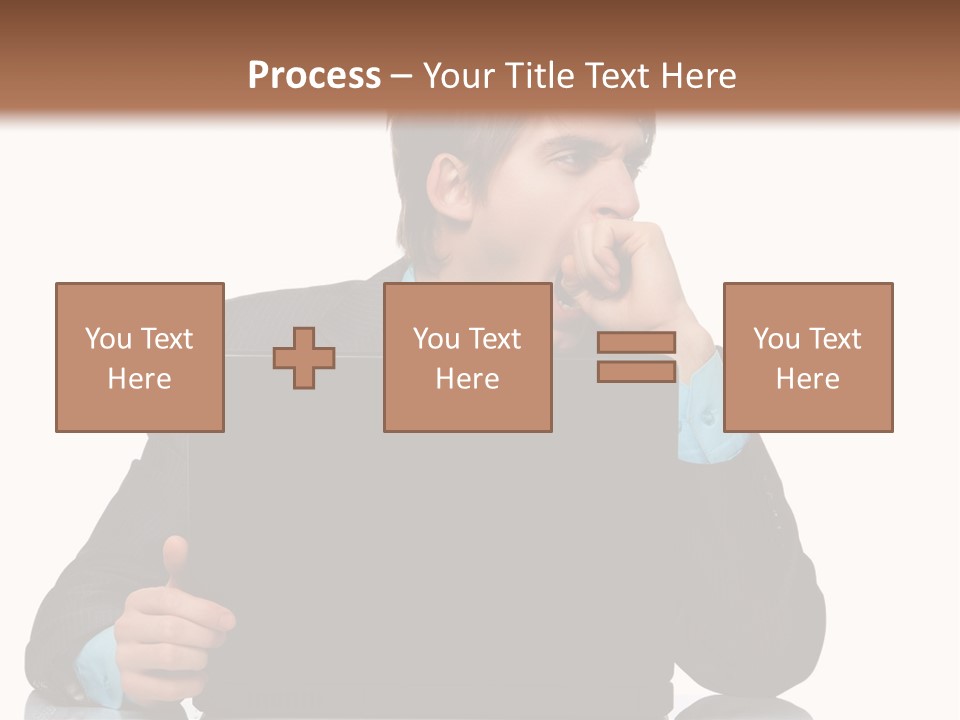 A Man In A Suit Is Using A Laptop PowerPoint Template