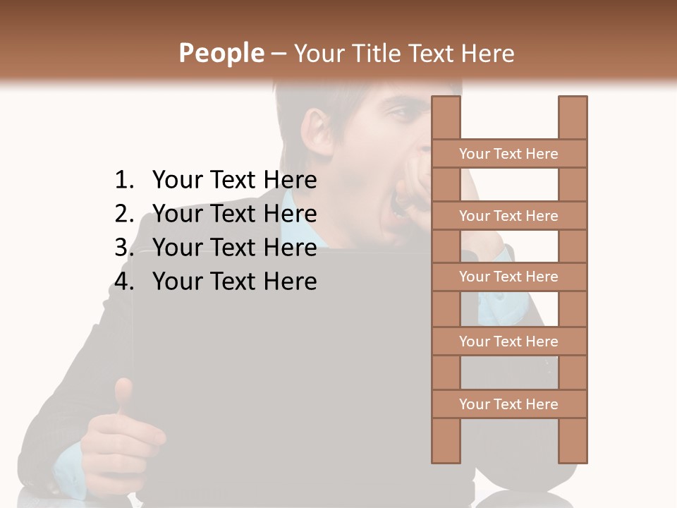 A Man In A Suit Is Using A Laptop PowerPoint Template