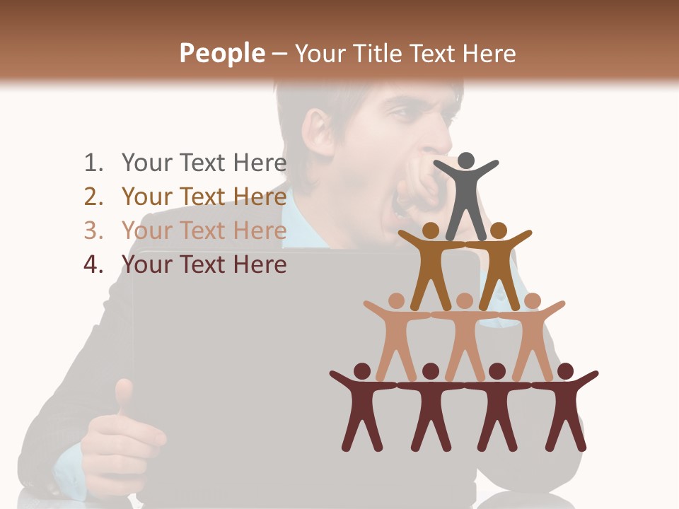 A Man In A Suit Is Using A Laptop PowerPoint Template