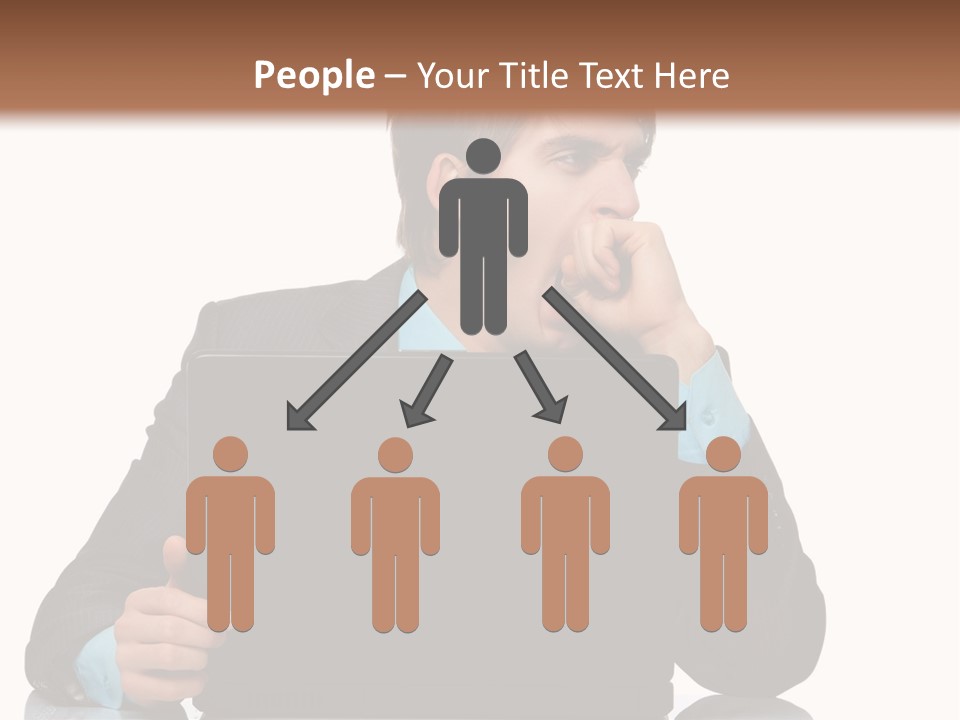 A Man In A Suit Is Using A Laptop PowerPoint Template