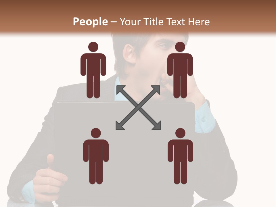 A Man In A Suit Is Using A Laptop PowerPoint Template