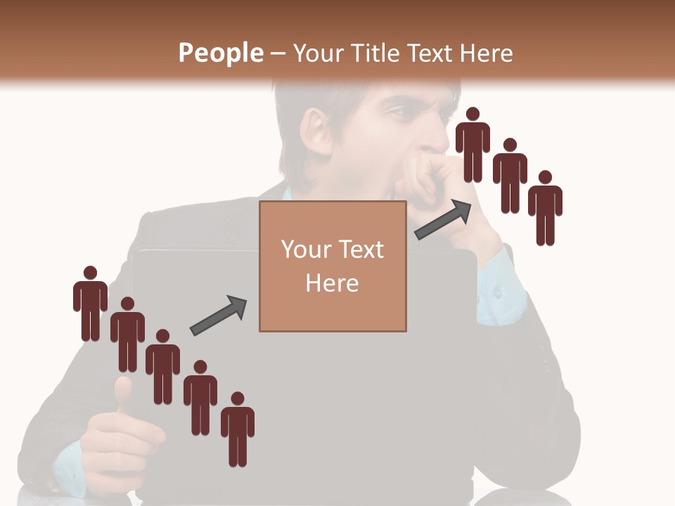 A Man In A Suit Is Using A Laptop PowerPoint Template