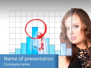 A Woman In A Black Dress With A Red Circle Over Her Head PowerPoint Template