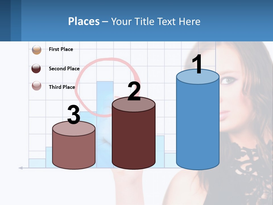 A Woman In A Black Dress With A Red Circle Over Her Head PowerPoint Template