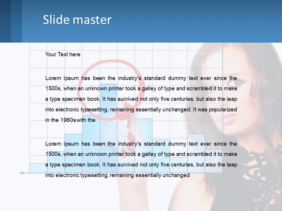 A Woman In A Black Dress With A Red Circle Over Her Head PowerPoint Template