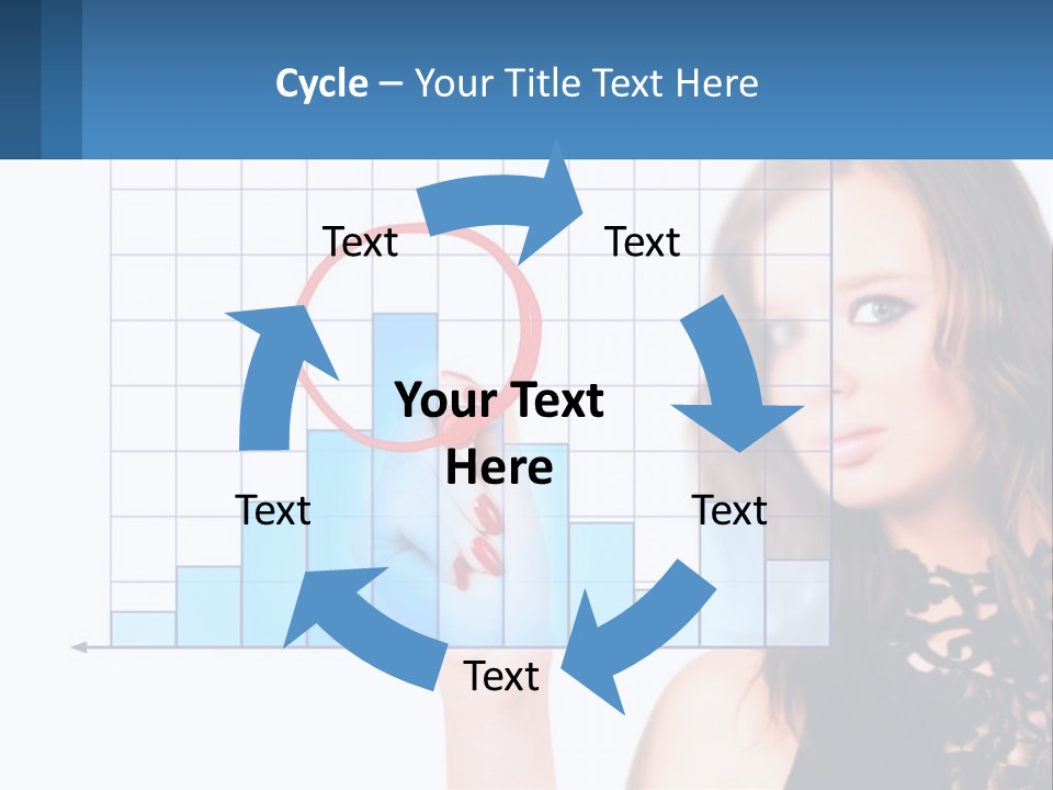 A Woman In A Black Dress With A Red Circle Over Her Head PowerPoint Template