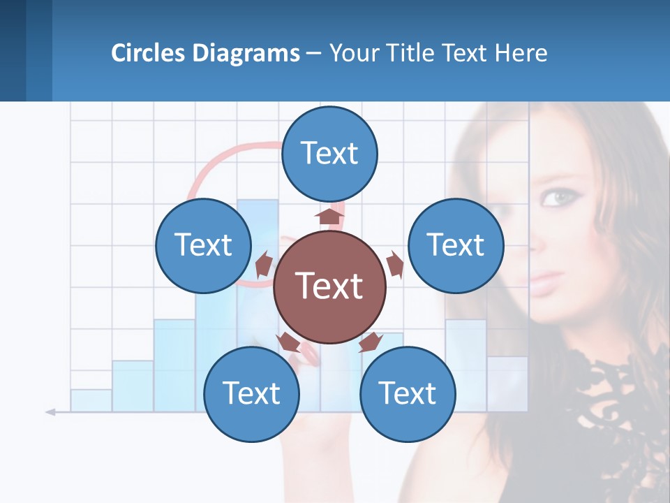 A Woman In A Black Dress With A Red Circle Over Her Head PowerPoint Template