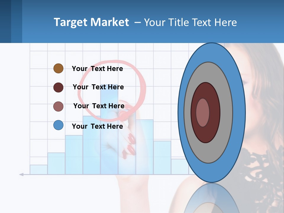 A Woman In A Black Dress With A Red Circle Over Her Head PowerPoint Template