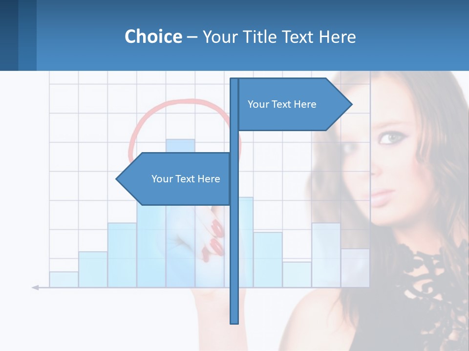 A Woman In A Black Dress With A Red Circle Over Her Head PowerPoint Template