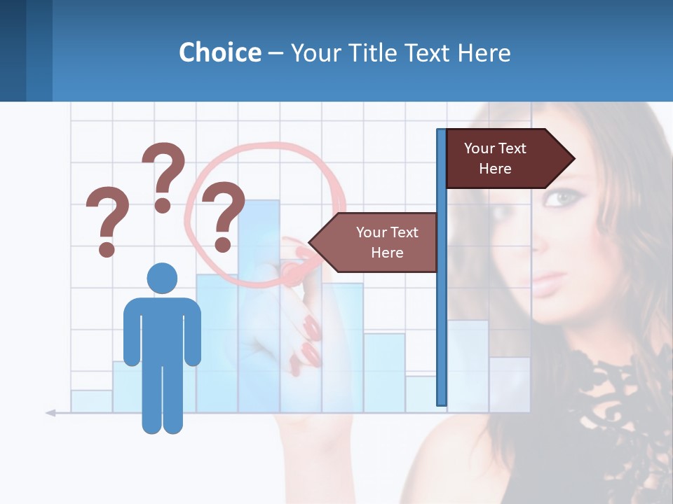 A Woman In A Black Dress With A Red Circle Over Her Head PowerPoint Template