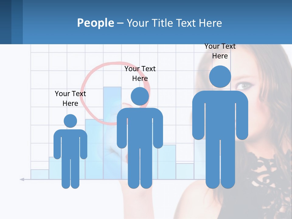 A Woman In A Black Dress With A Red Circle Over Her Head PowerPoint Template