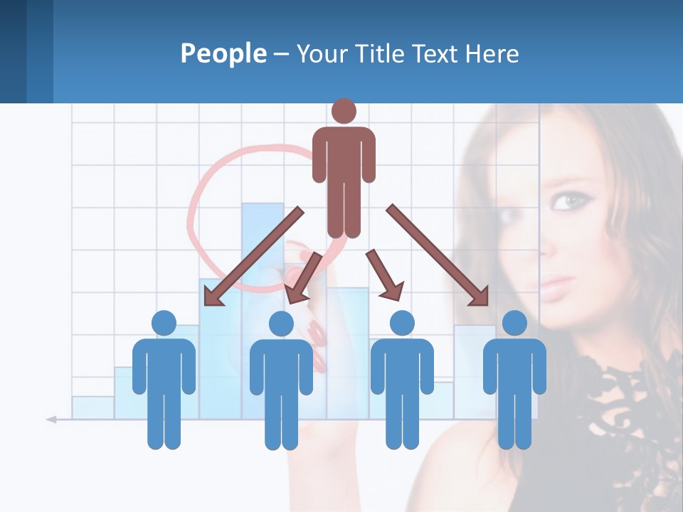 A Woman In A Black Dress With A Red Circle Over Her Head PowerPoint Template