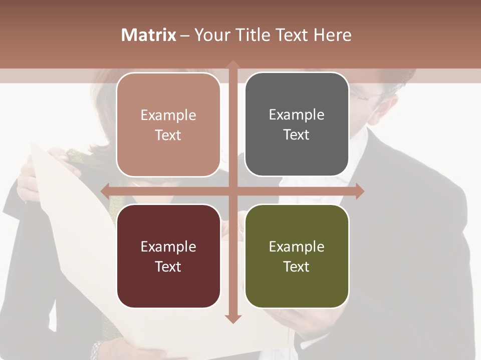 A Man And Woman Looking At A Piece Of Paper PowerPoint Template