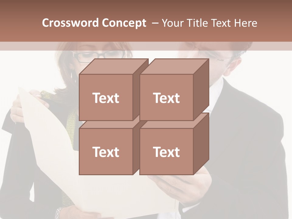 A Man And Woman Looking At A Piece Of Paper PowerPoint Template