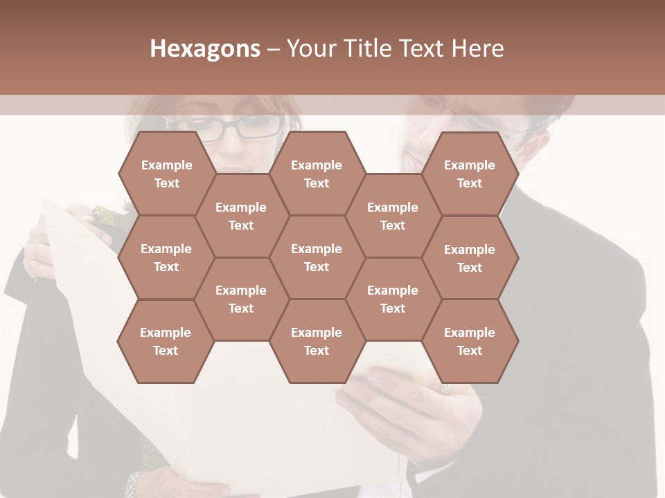 A Man And Woman Looking At A Piece Of Paper PowerPoint Template