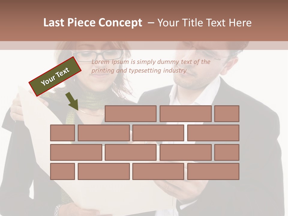 A Man And Woman Looking At A Piece Of Paper PowerPoint Template