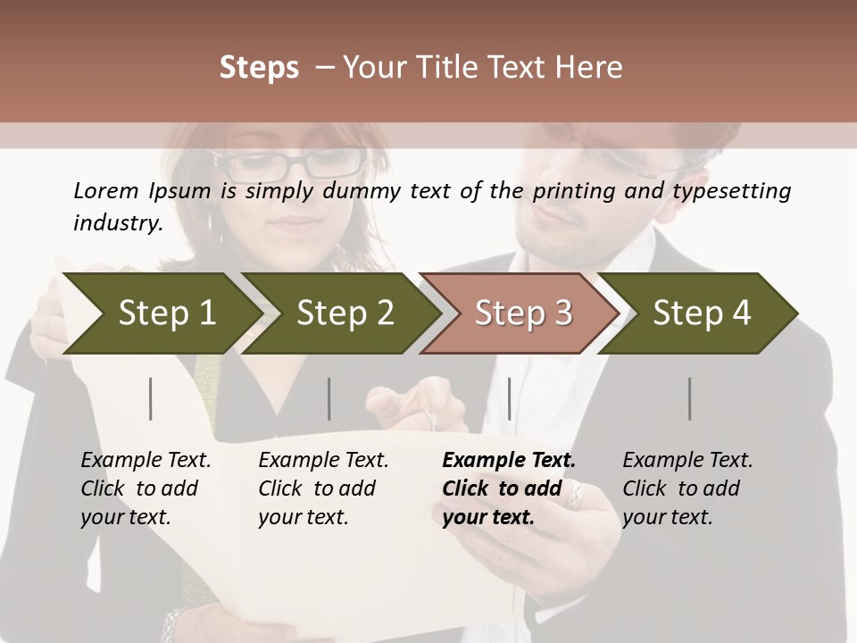 A Man And Woman Looking At A Piece Of Paper PowerPoint Template