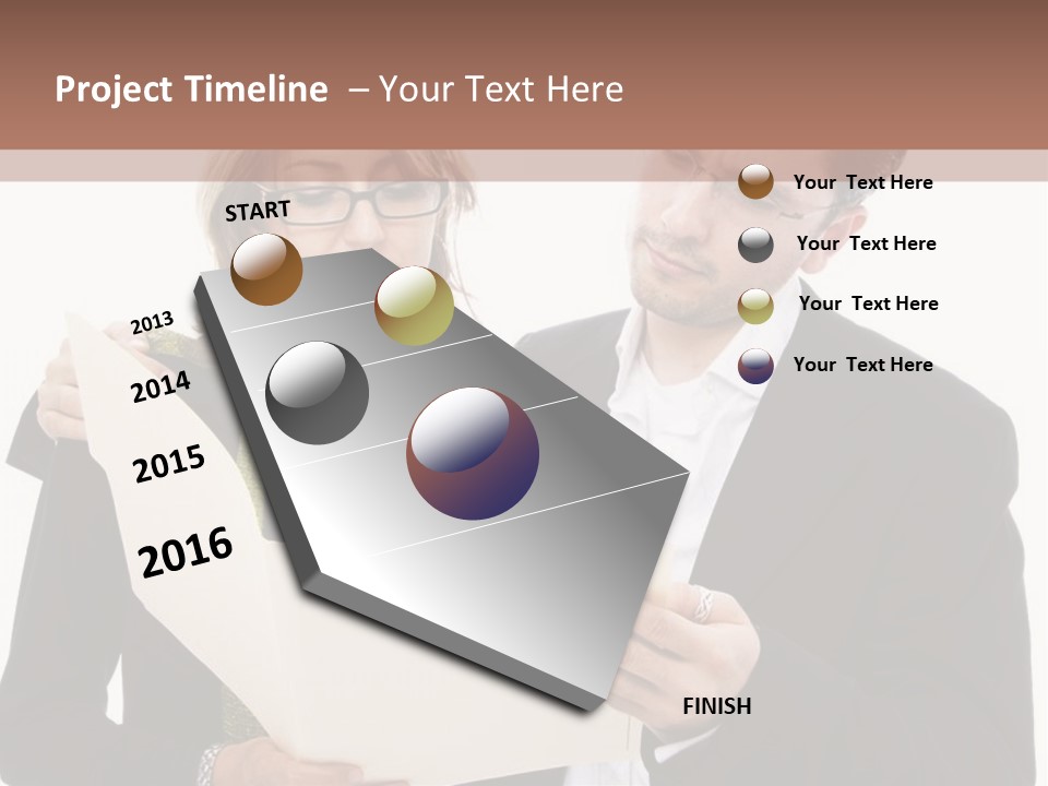 A Man And Woman Looking At A Piece Of Paper PowerPoint Template