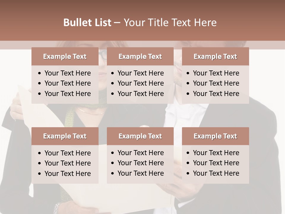 A Man And Woman Looking At A Piece Of Paper PowerPoint Template