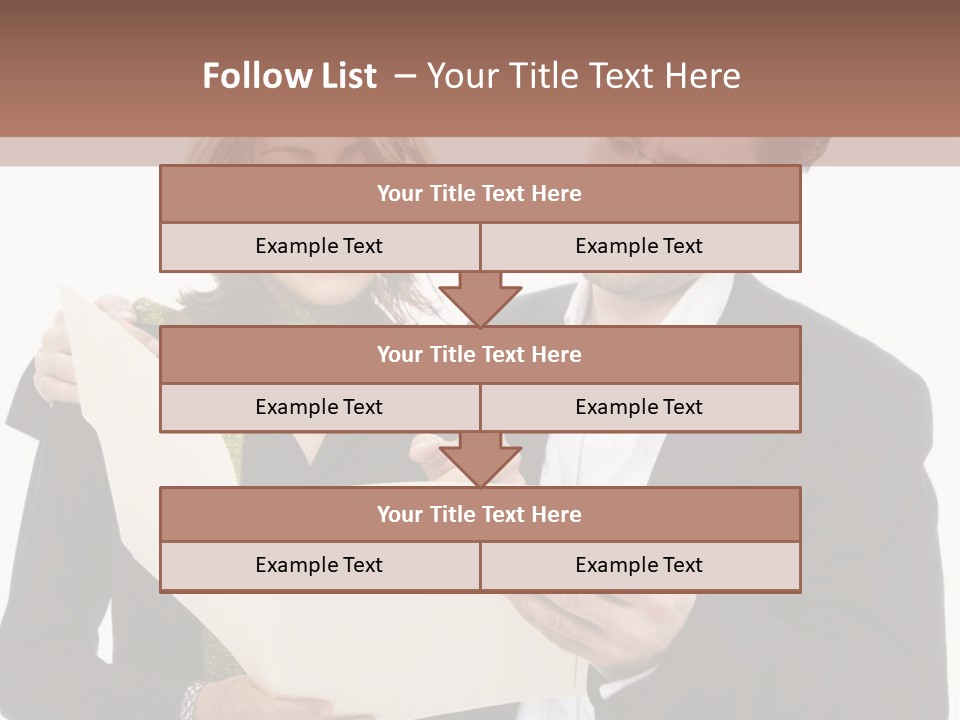 A Man And Woman Looking At A Piece Of Paper PowerPoint Template