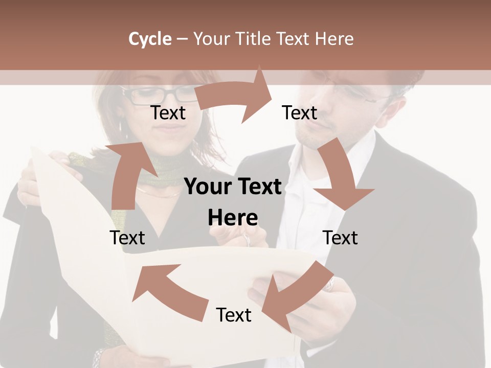 A Man And Woman Looking At A Piece Of Paper PowerPoint Template