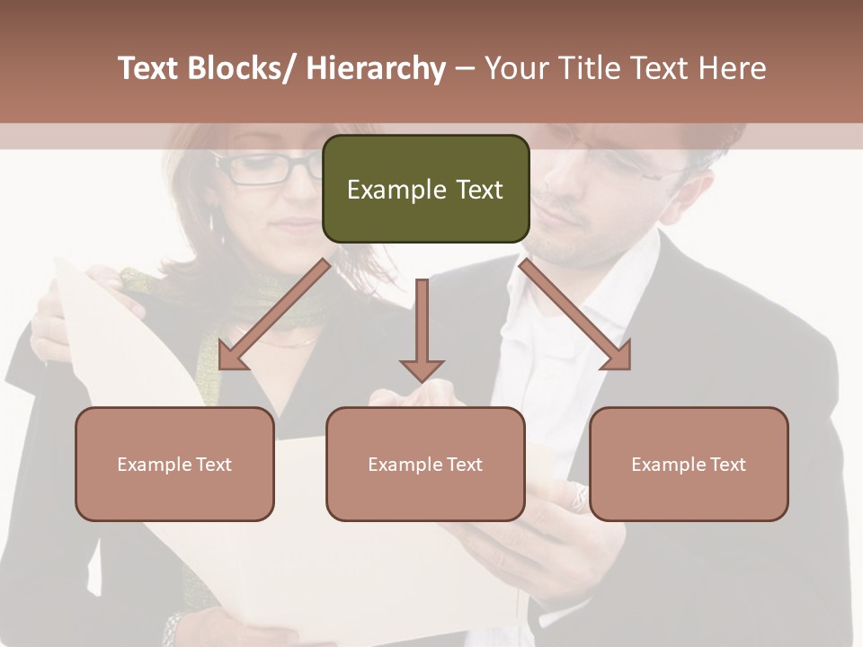 A Man And Woman Looking At A Piece Of Paper PowerPoint Template