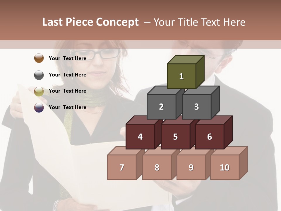 A Man And Woman Looking At A Piece Of Paper PowerPoint Template