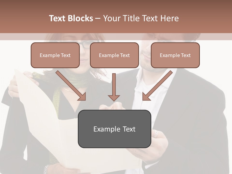 A Man And Woman Looking At A Piece Of Paper PowerPoint Template