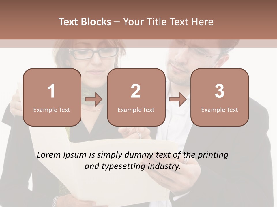 A Man And Woman Looking At A Piece Of Paper PowerPoint Template