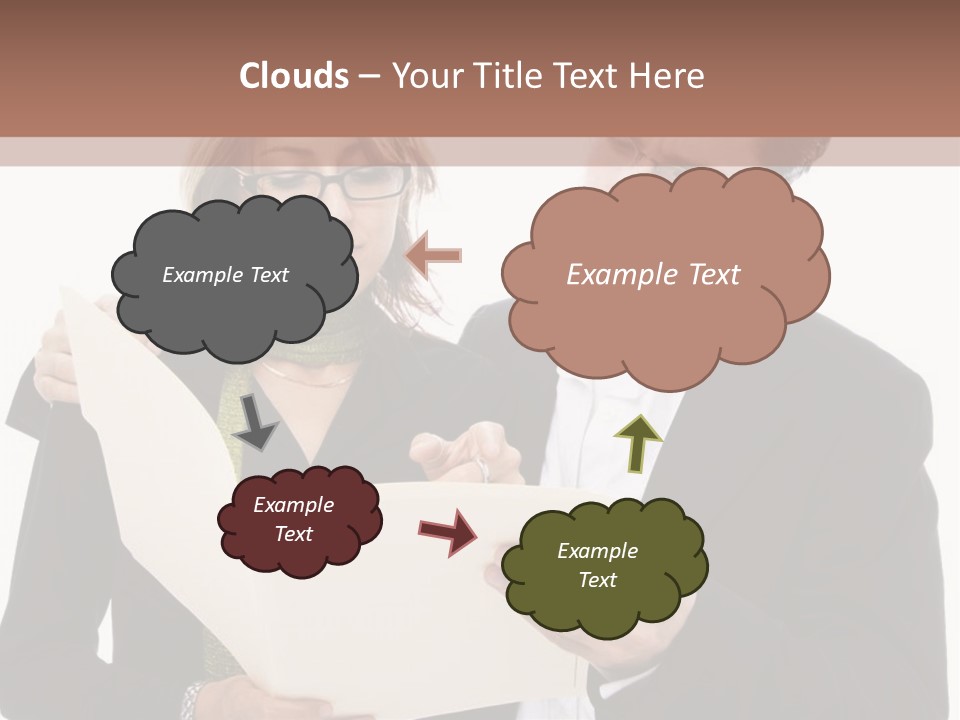 A Man And Woman Looking At A Piece Of Paper PowerPoint Template