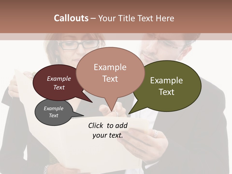 A Man And Woman Looking At A Piece Of Paper PowerPoint Template