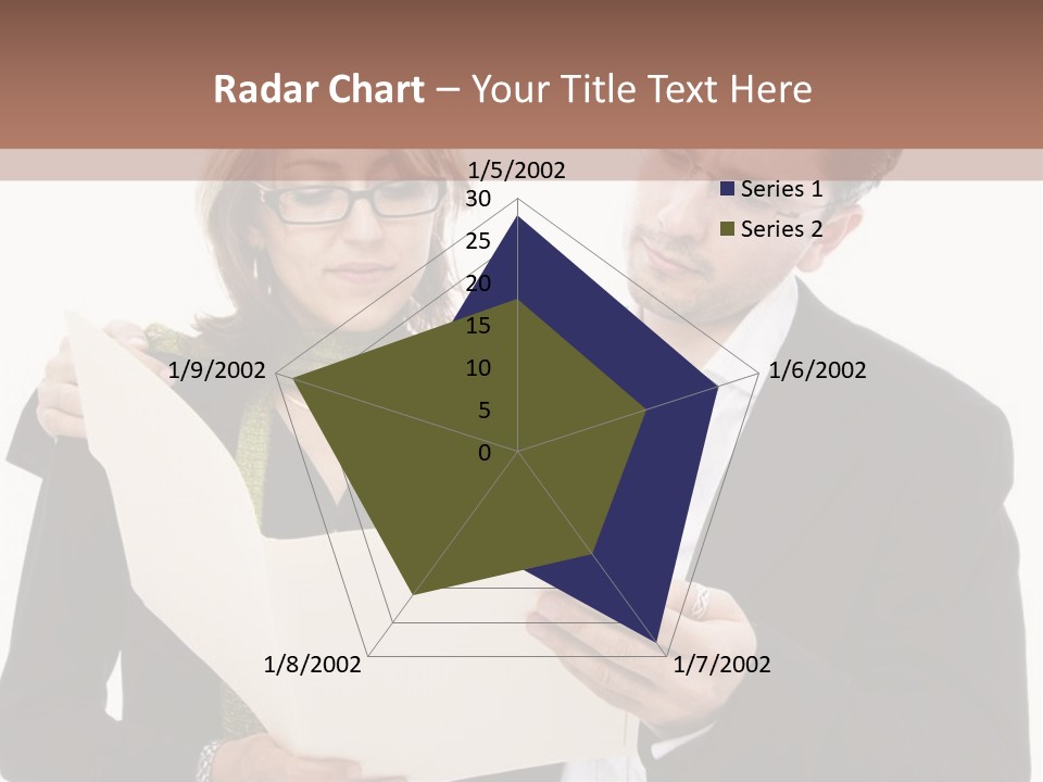 A Man And Woman Looking At A Piece Of Paper PowerPoint Template