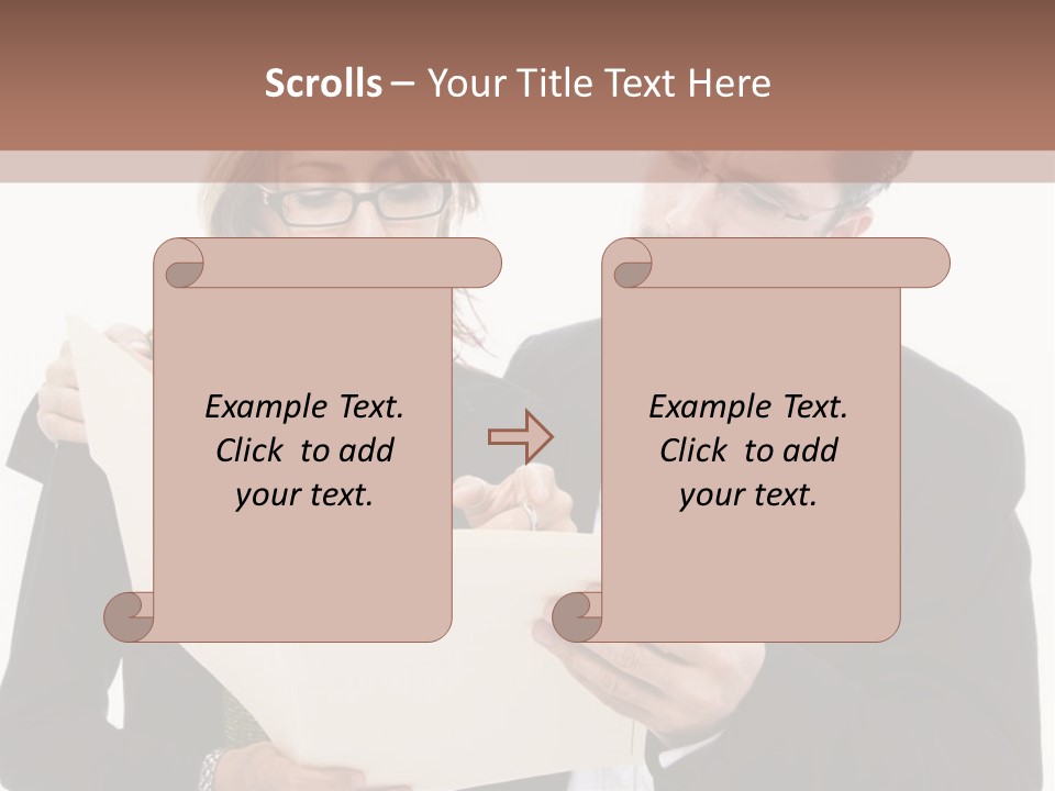A Man And Woman Looking At A Piece Of Paper PowerPoint Template