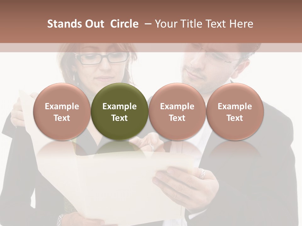 A Man And Woman Looking At A Piece Of Paper PowerPoint Template