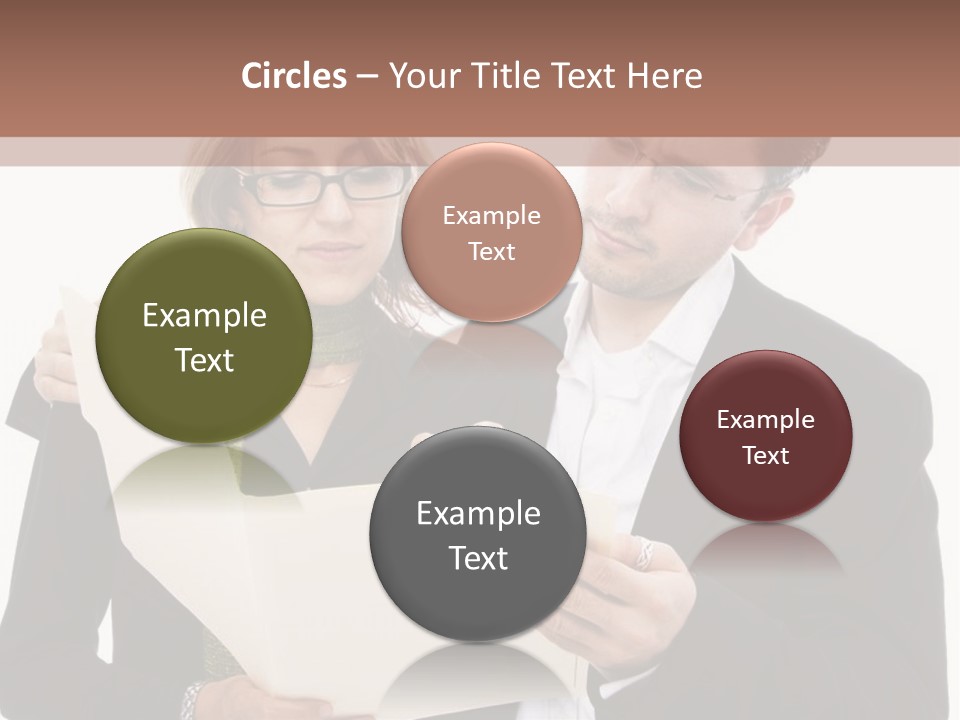 A Man And Woman Looking At A Piece Of Paper PowerPoint Template