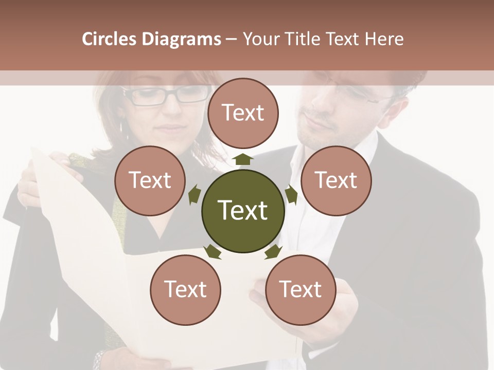 A Man And Woman Looking At A Piece Of Paper PowerPoint Template