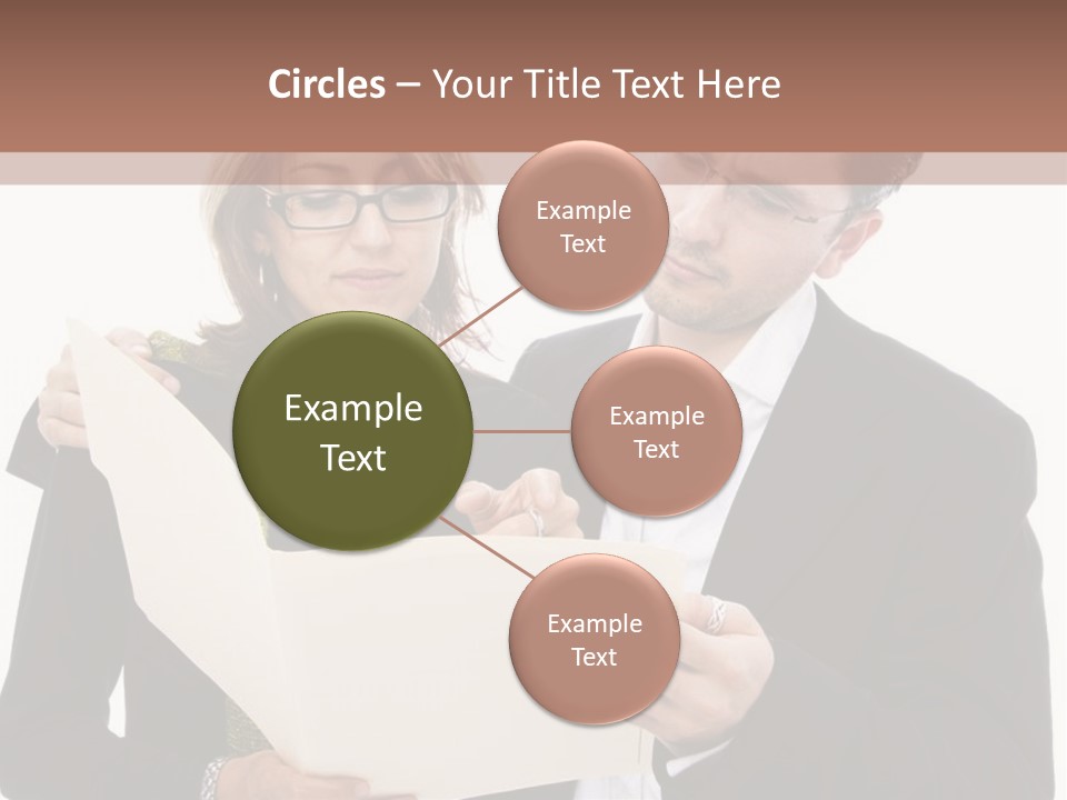 A Man And Woman Looking At A Piece Of Paper PowerPoint Template