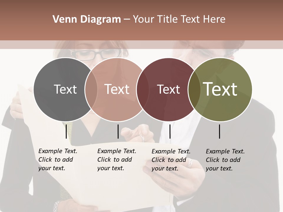 A Man And Woman Looking At A Piece Of Paper PowerPoint Template