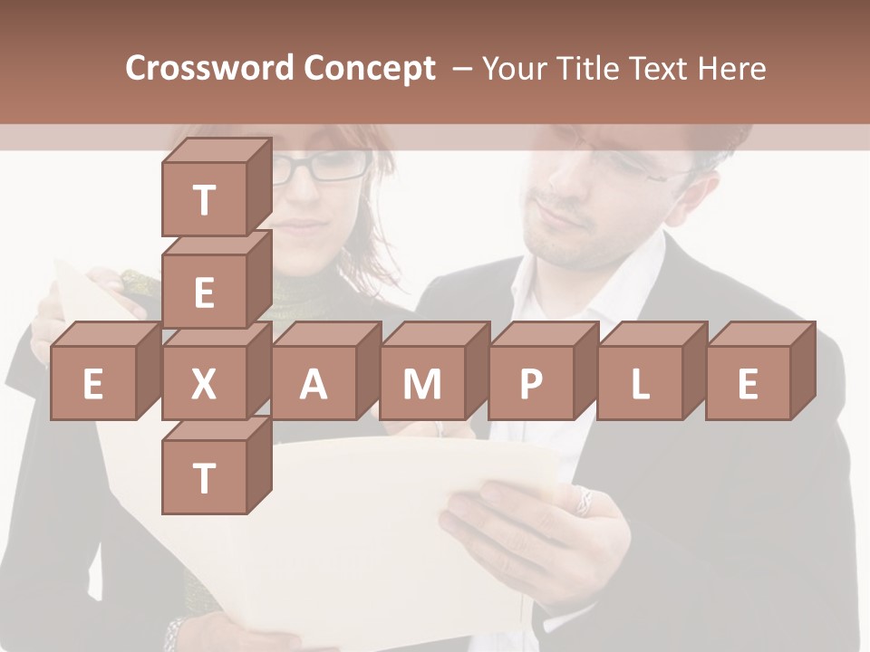 A Man And Woman Looking At A Piece Of Paper PowerPoint Template