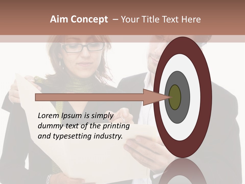 A Man And Woman Looking At A Piece Of Paper PowerPoint Template