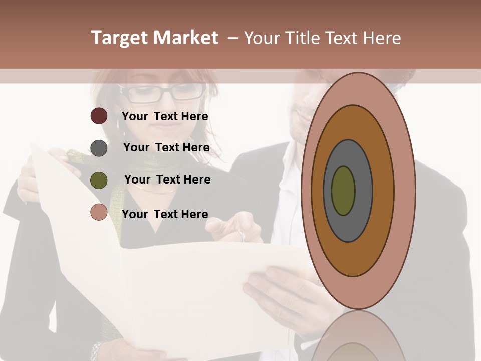 A Man And Woman Looking At A Piece Of Paper PowerPoint Template