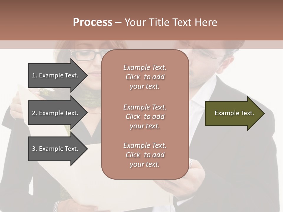 A Man And Woman Looking At A Piece Of Paper PowerPoint Template