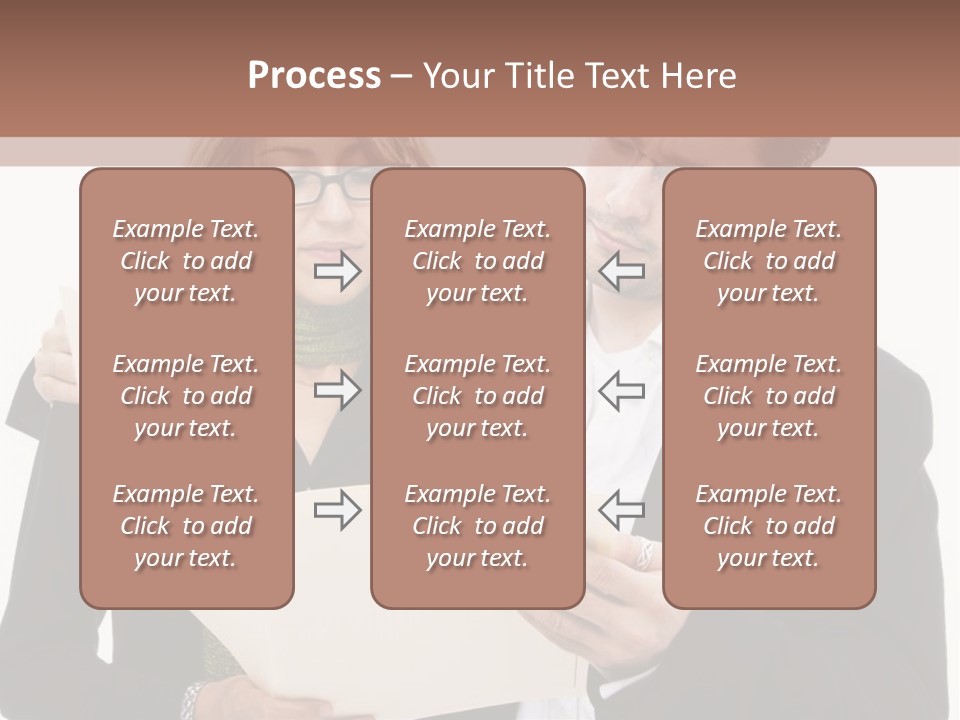 A Man And Woman Looking At A Piece Of Paper PowerPoint Template