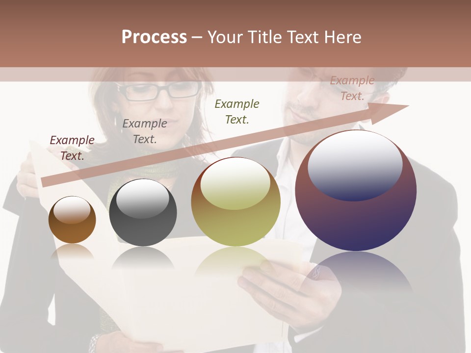 A Man And Woman Looking At A Piece Of Paper PowerPoint Template