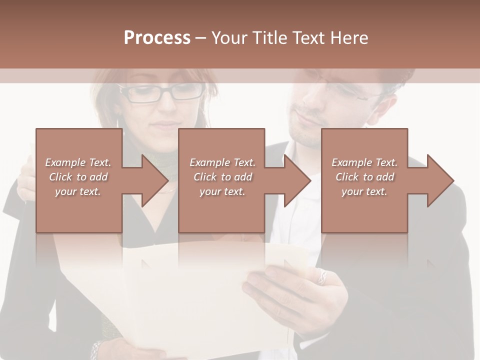 A Man And Woman Looking At A Piece Of Paper PowerPoint Template