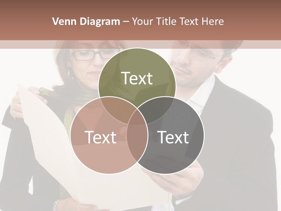 A Man And Woman Looking At A Piece Of Paper PowerPoint Template