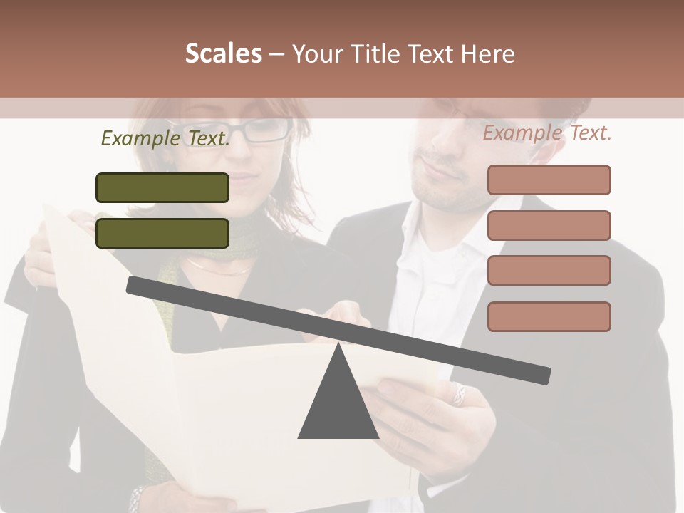 A Man And Woman Looking At A Piece Of Paper PowerPoint Template