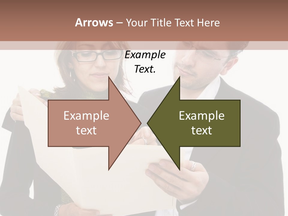 A Man And Woman Looking At A Piece Of Paper PowerPoint Template