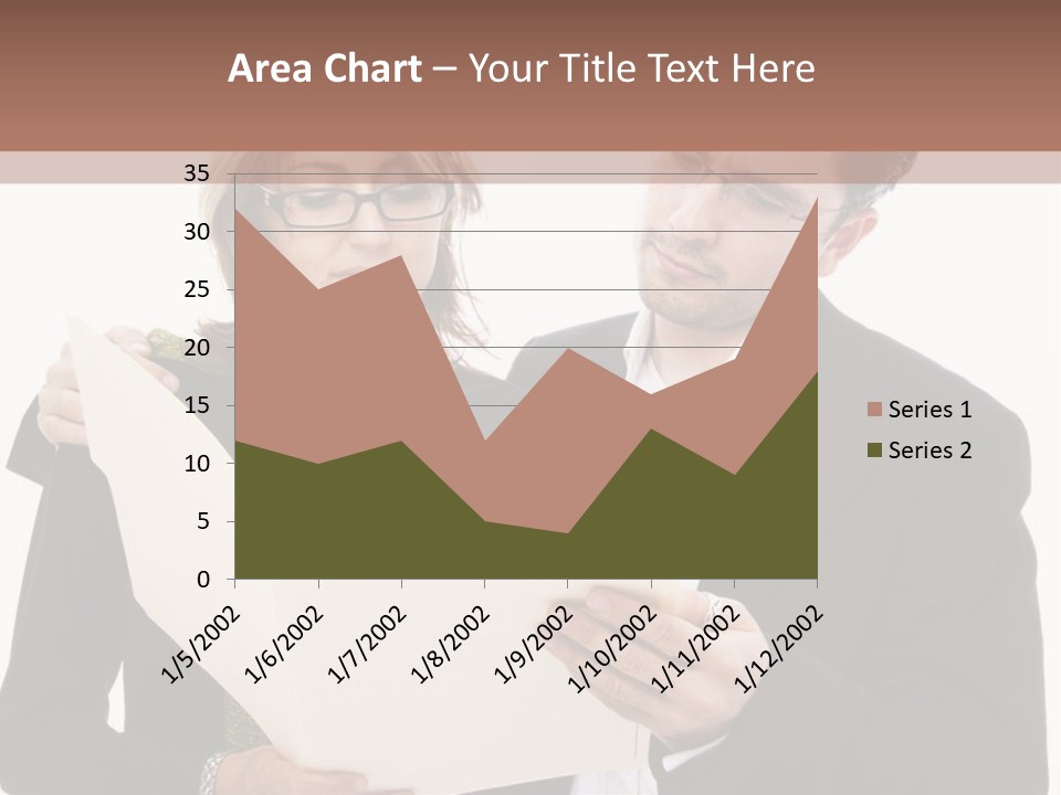 A Man And Woman Looking At A Piece Of Paper PowerPoint Template