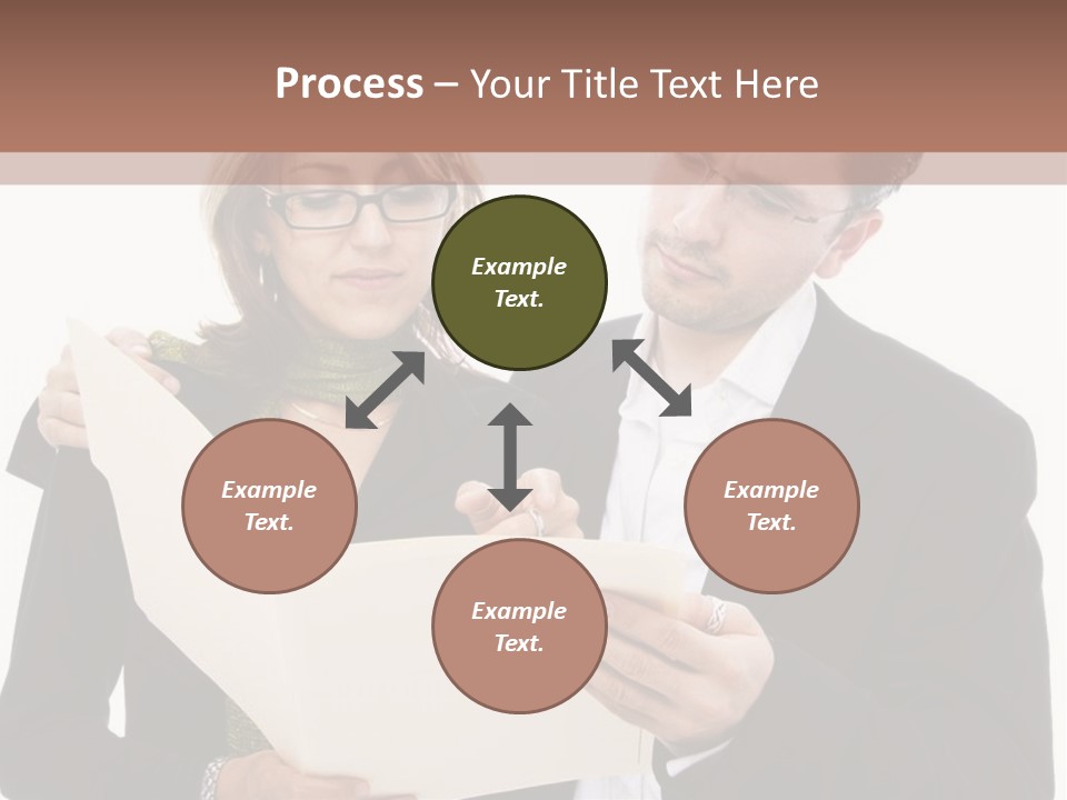 A Man And Woman Looking At A Piece Of Paper PowerPoint Template